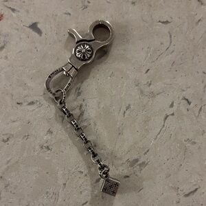 Chrome Hearts Silver Keychain with Dice Charm